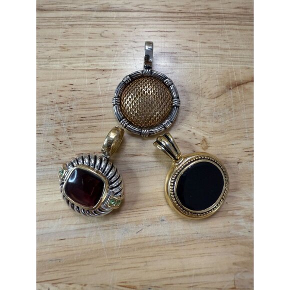 Lot Of 3 Vintage Two-Tone Enhancer Pendants, Retro, Y2K, Glam, Lux - Picture 11 of 11